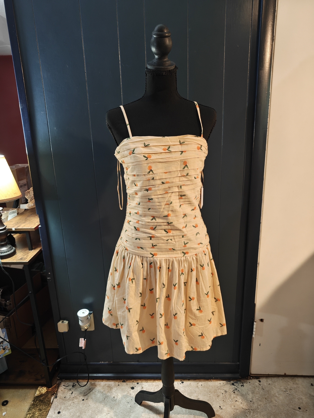Japna Peach Mini Dress with Orange Floral Print